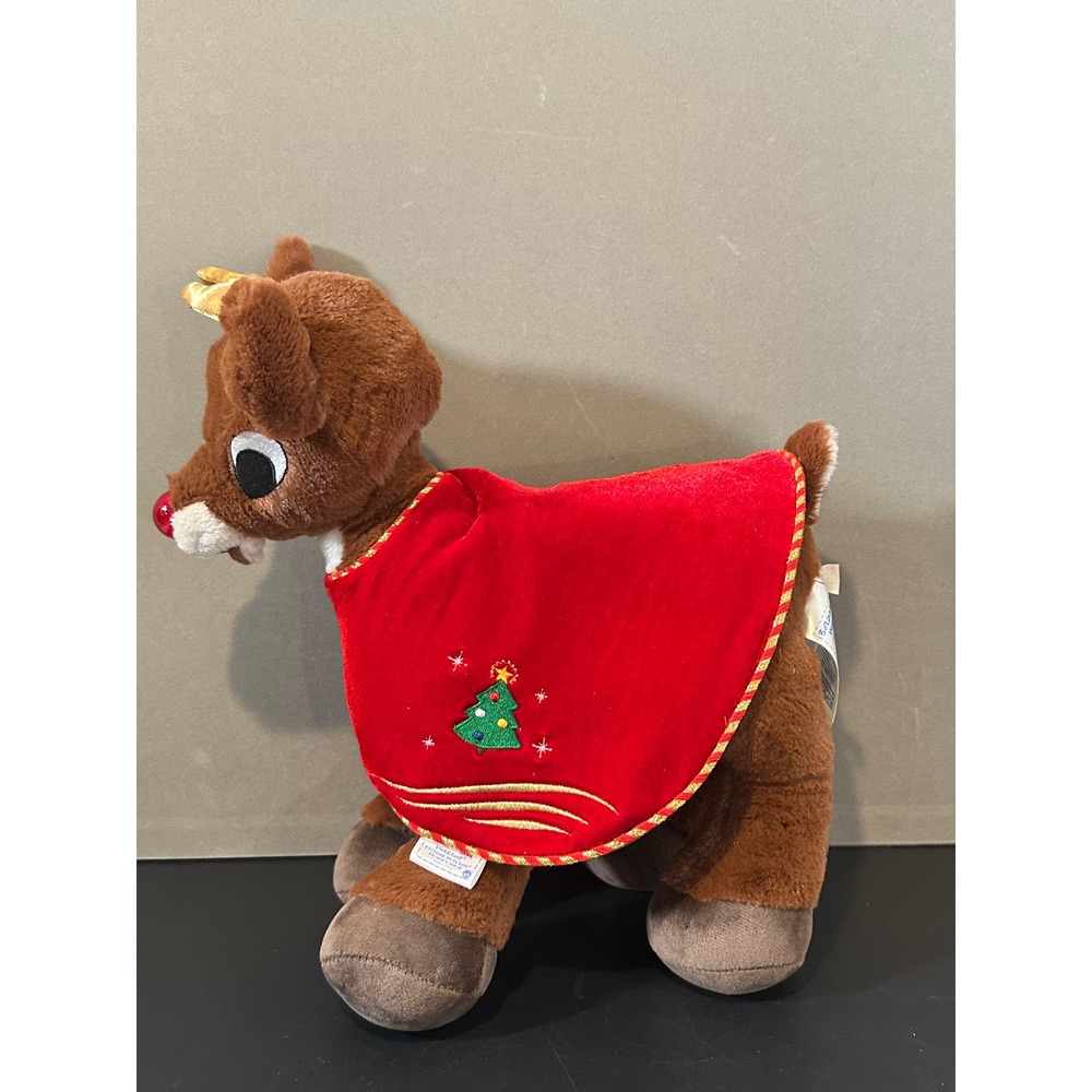 Build-A-Bear Rudolph the Red-Nosed Reindeer Plush with Red Christmas Cape 12"